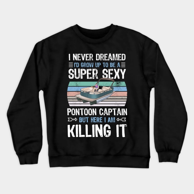 Pontoon Captain Pontooning Boating Gift Crewneck Sweatshirt by qwertydesigns